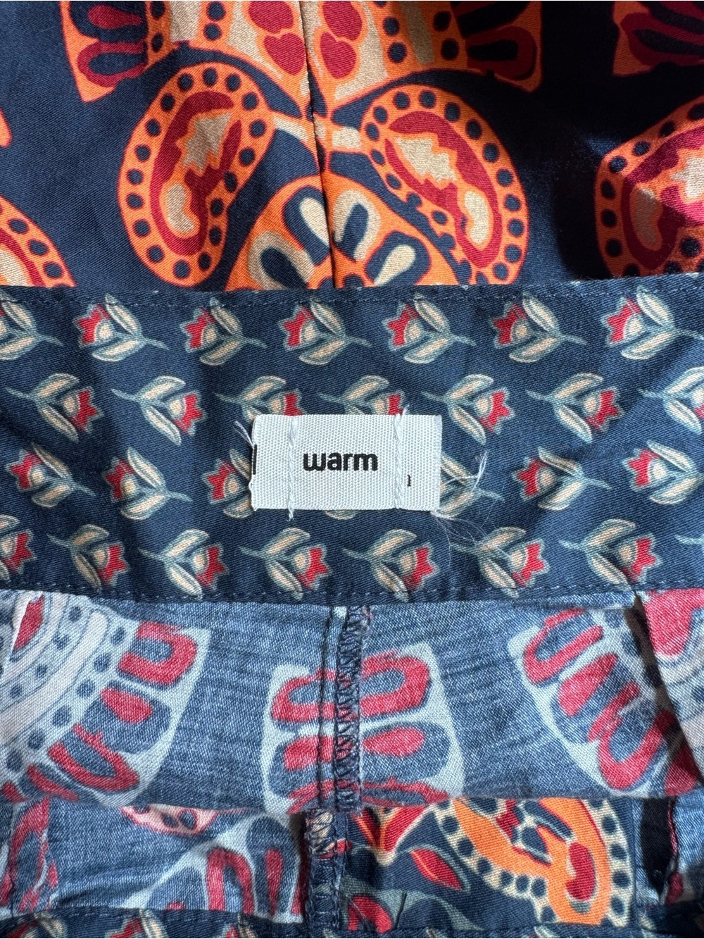 Warm NY Boho Wide-Leg Printed cotton Pants - Blue & Rust - Picture 4 of 7